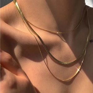 NEW 3 LAYERS 18K GOLD SNAKE CHAIN NECKLACE, NICE NECKLACE, CUTE NECKLACE